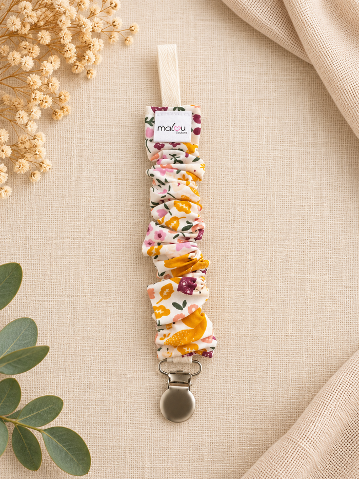 Attache-tétine Fleurs des Champs jaune – Atelier Malou 284