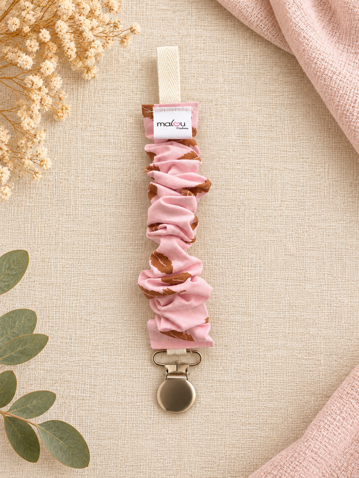 Attache-tétine Fleurs des Champs – Rose – Atelier Malou 284