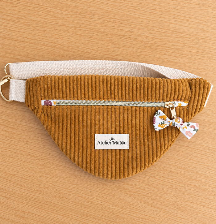 Banane enfant Automne en velours moutarde