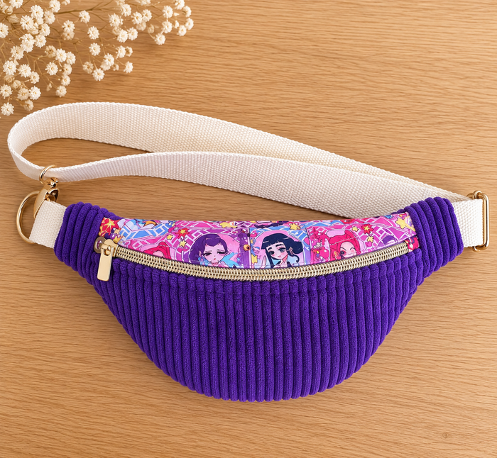 Banane bandoulière enfant K-Pop en velours violet