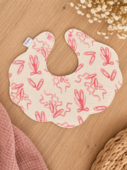Bavoir fleur Ballerine en coton et éponge nid d'abeille blanc