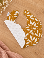 Bavoir fleur Feuilles de miel en coton de gaze et éponge nid d’abeille blanc