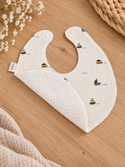 Bavoir simple Jules avec éponge nid d'abeille blanche