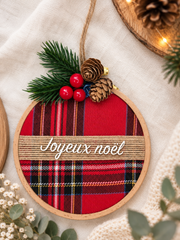 Boule de Noël tambour broderie Joyeux Noël