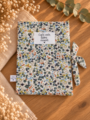 Pochette pour livre broché Café noir, livre ouvert, motif floral, sans livre