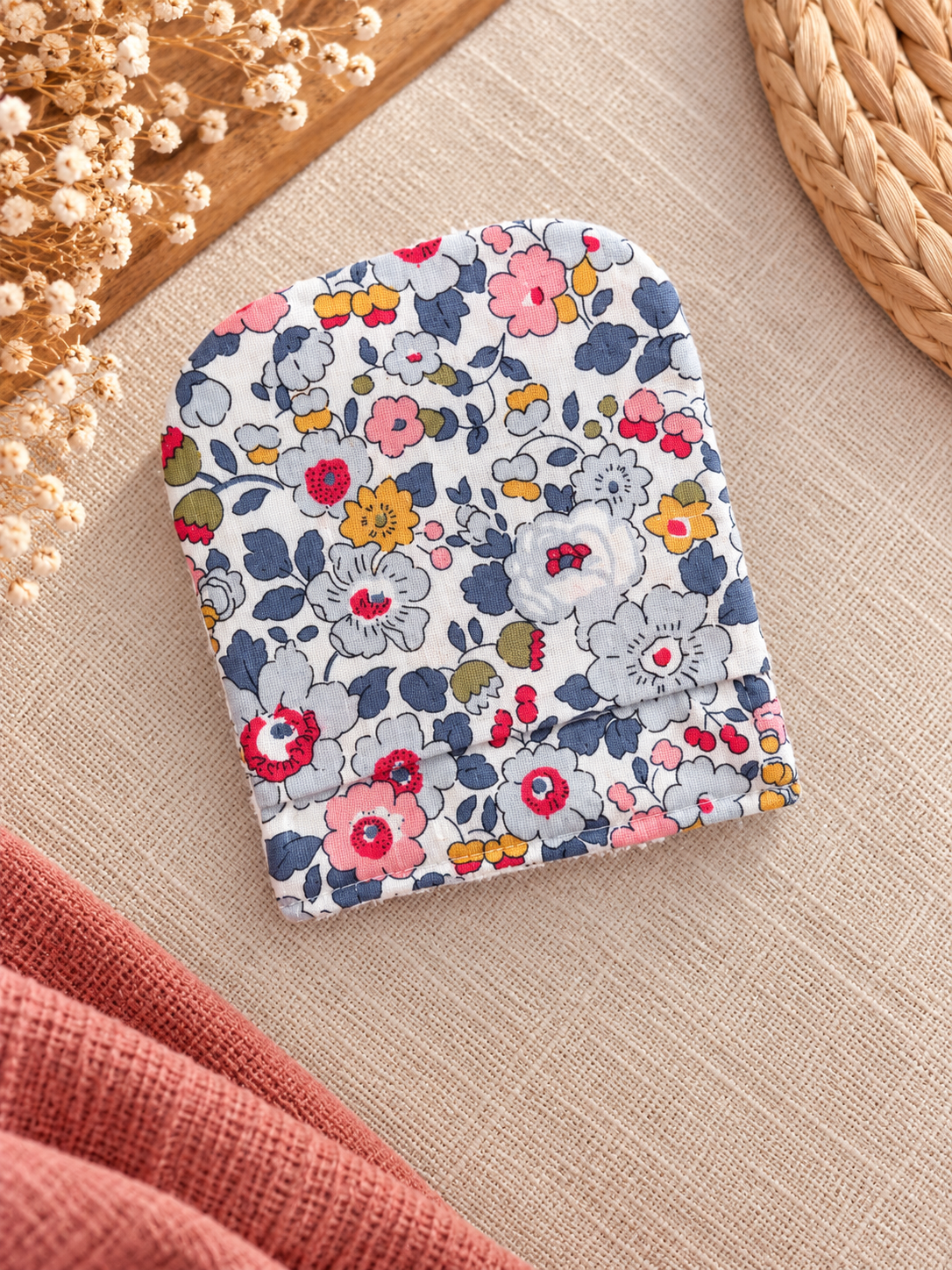 Débarbouillette Blue Garden en tissu fleuri