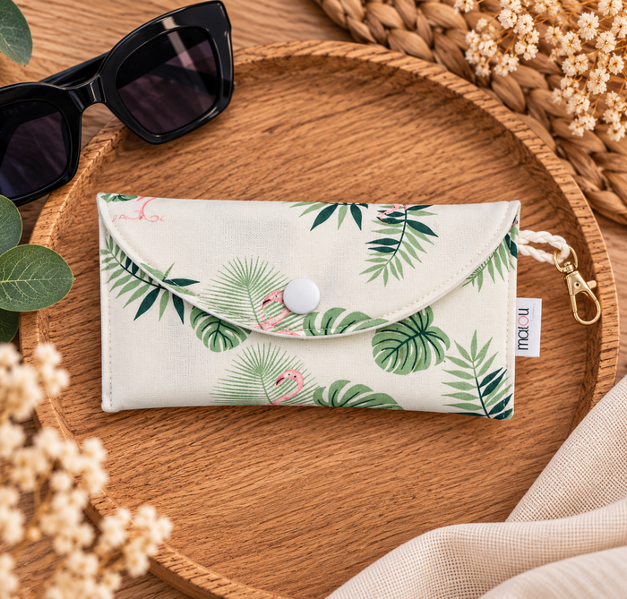 Étui à lunettes Tropical fermé avec mousqueton