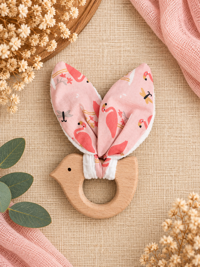 Hochet de dentition Flamingo – face
