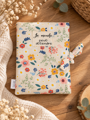 Pochette pour livre ou liseuse Le monde peut attendre, motif floral, avec livre