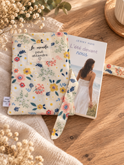 Pochette pour livre ou liseuse Le monde peut attendre, motif floral, sans livre