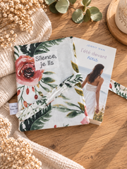 Pochette pour livre ou liseuse Silence, je lis, motif floral, sans livre