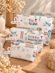 Trousse de toilette Côme taille L motif train